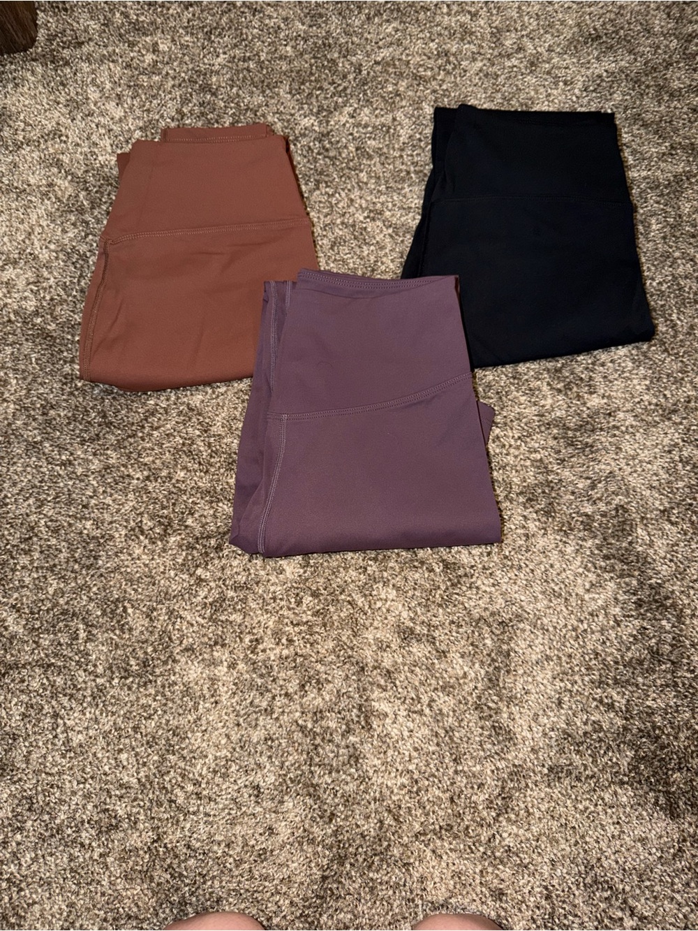 3-Pack High Waisted Leggings in Mauve, Black and Brown Size Medium